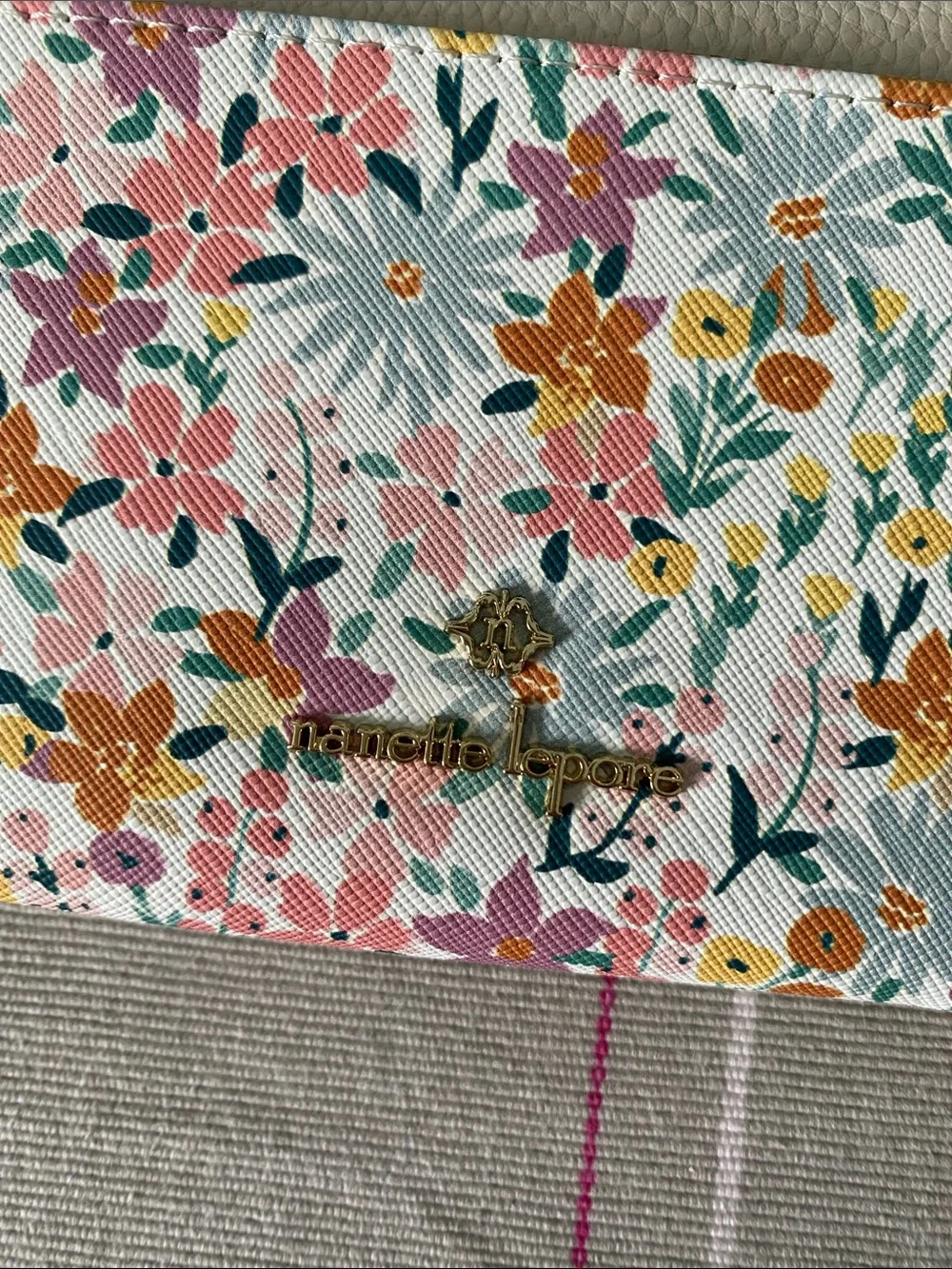 Nanette Lepore Wristlet Clutch - Cream w Pink Yellow Green Floral Print NWT
